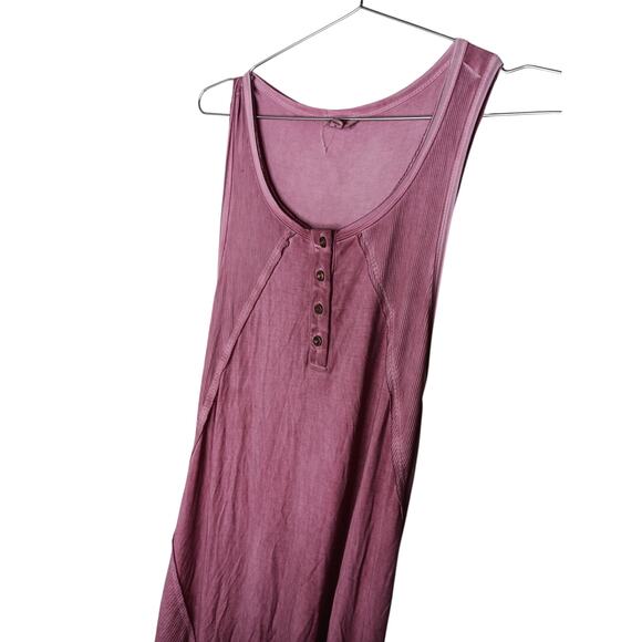 POL Oversized Maxi Dress Small Pink Sleeveless Henley Tank Textured Panels 48” - Picture 6 of 12